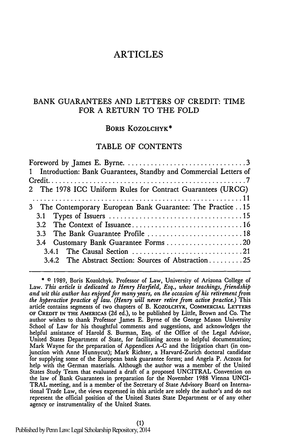Bank Guarantees and Letters of Credit: Time for a Return to the Fold