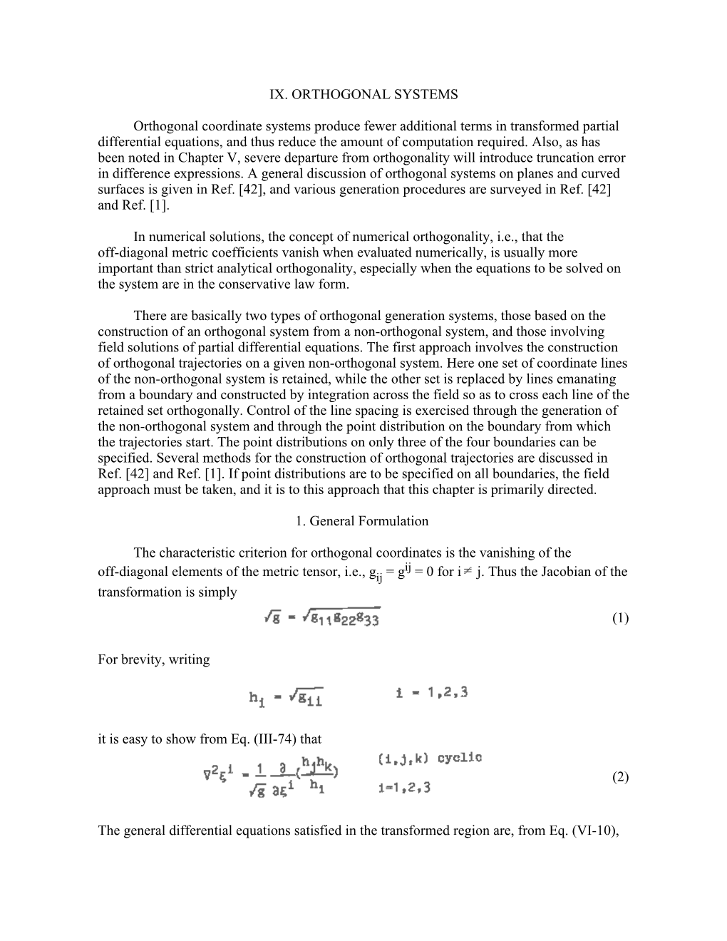 IX. ORTHOGONAL SYSTEMS Orthogonal Coordinate Systems