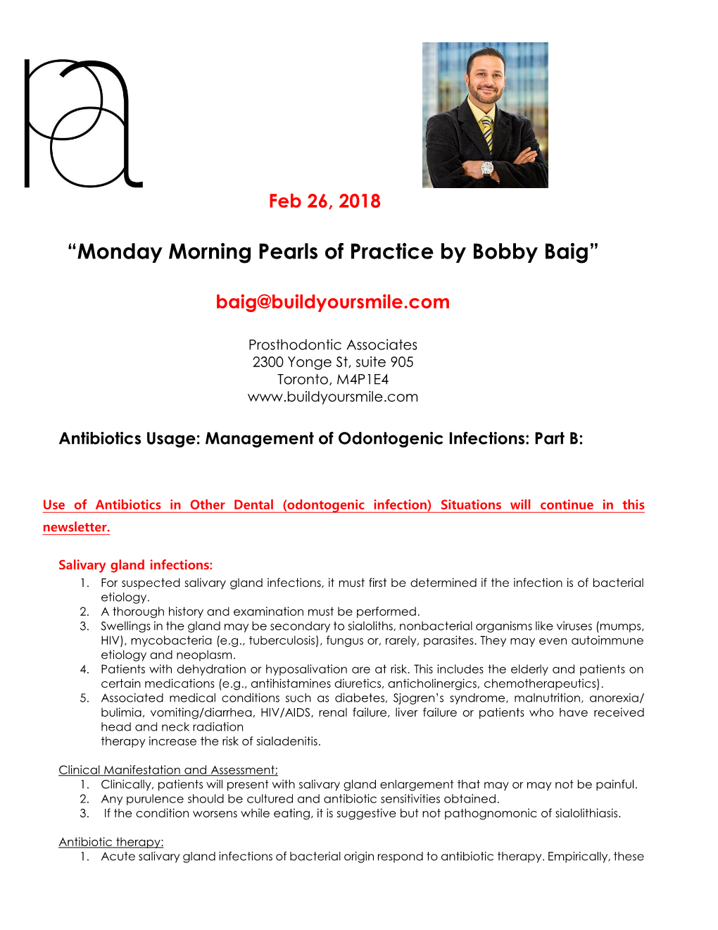 “Monday Morning Pearls of Practice by Bobby Baig”