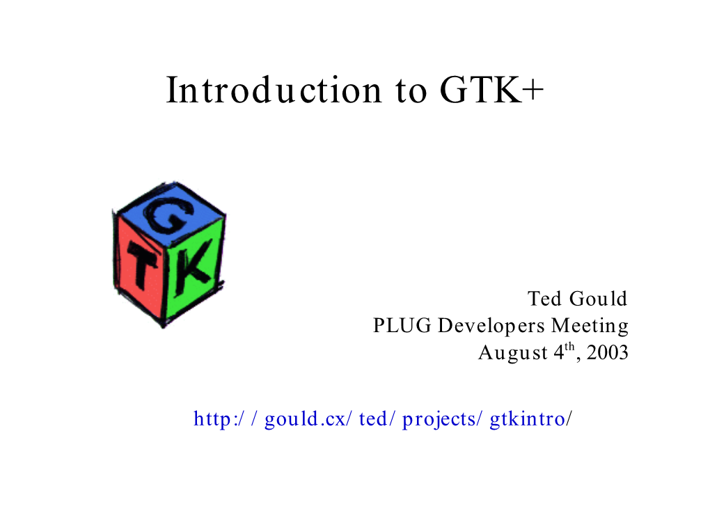 Introduction to GTK+