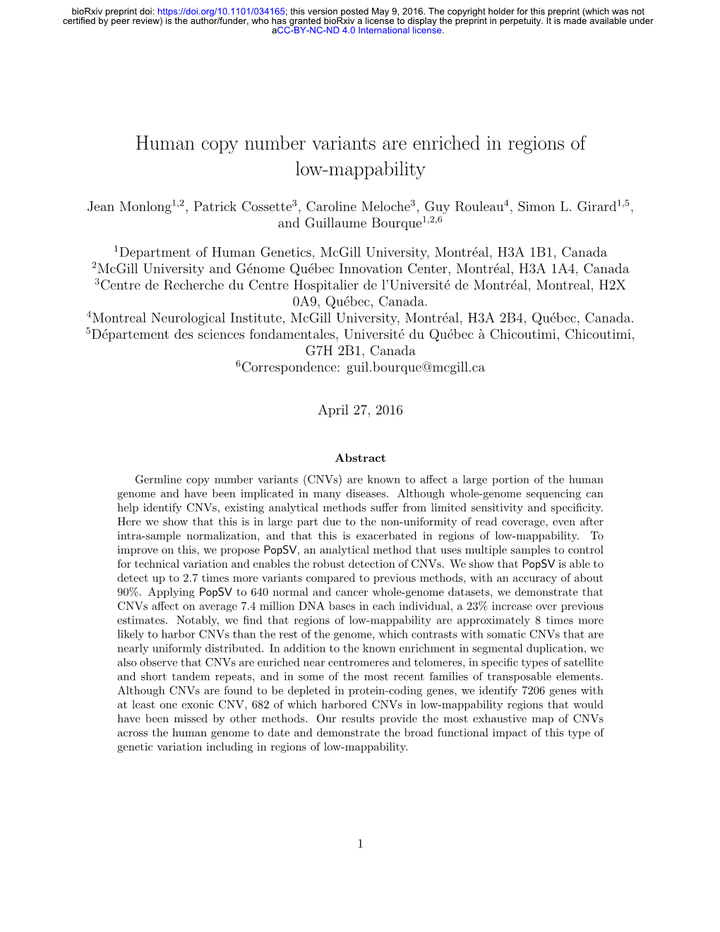 Human Copy Number Variants Are Enriched in Regions of Low-Mappability