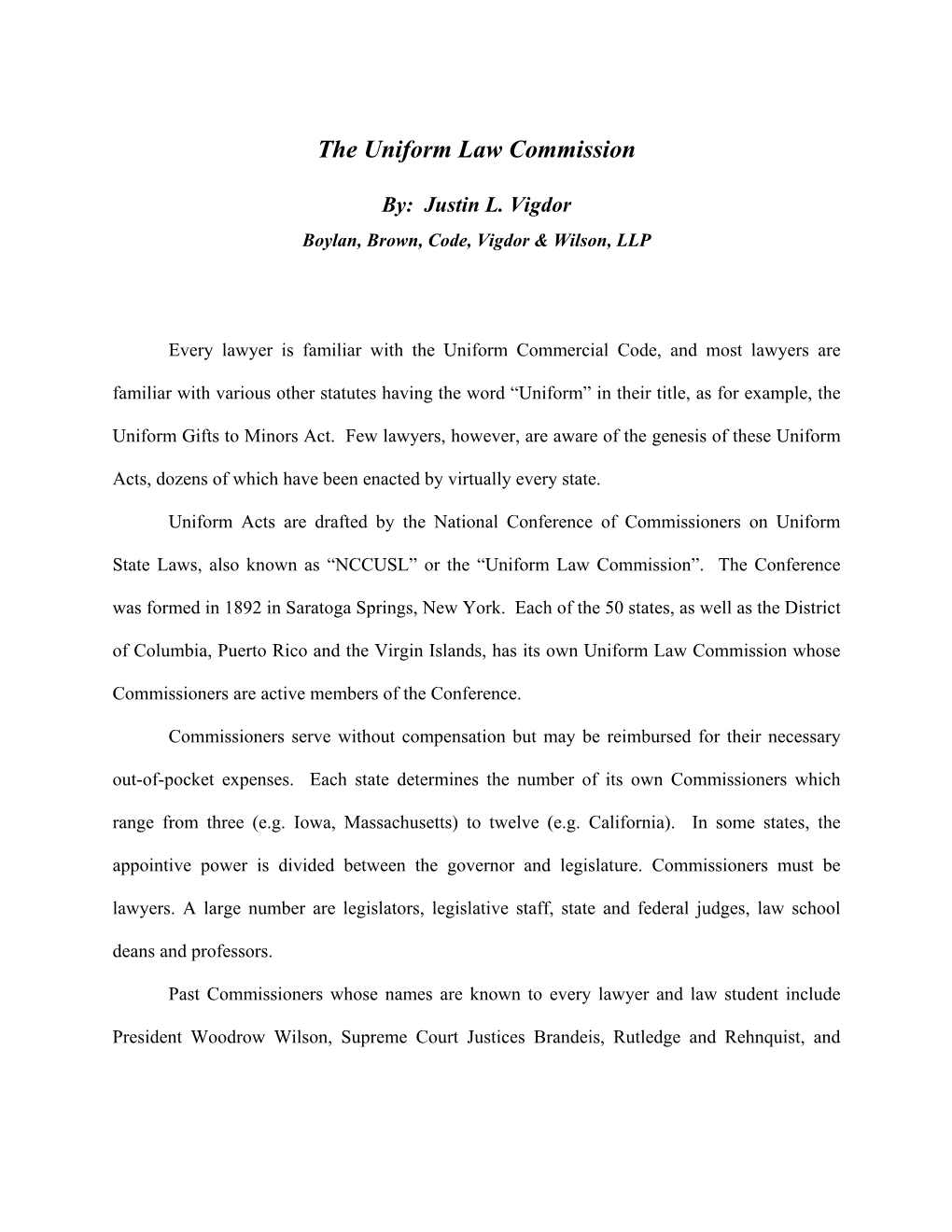 The Uniform Law Commission