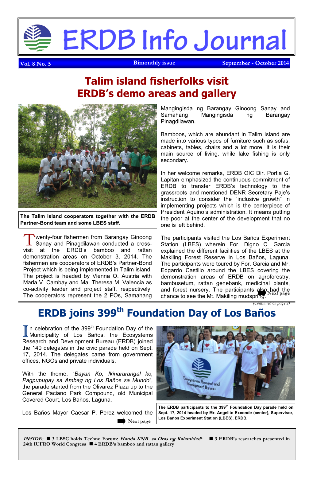 Talim Island Fisherfolks Visit ERDB's Demo Areas and Gallery ERDB Joins