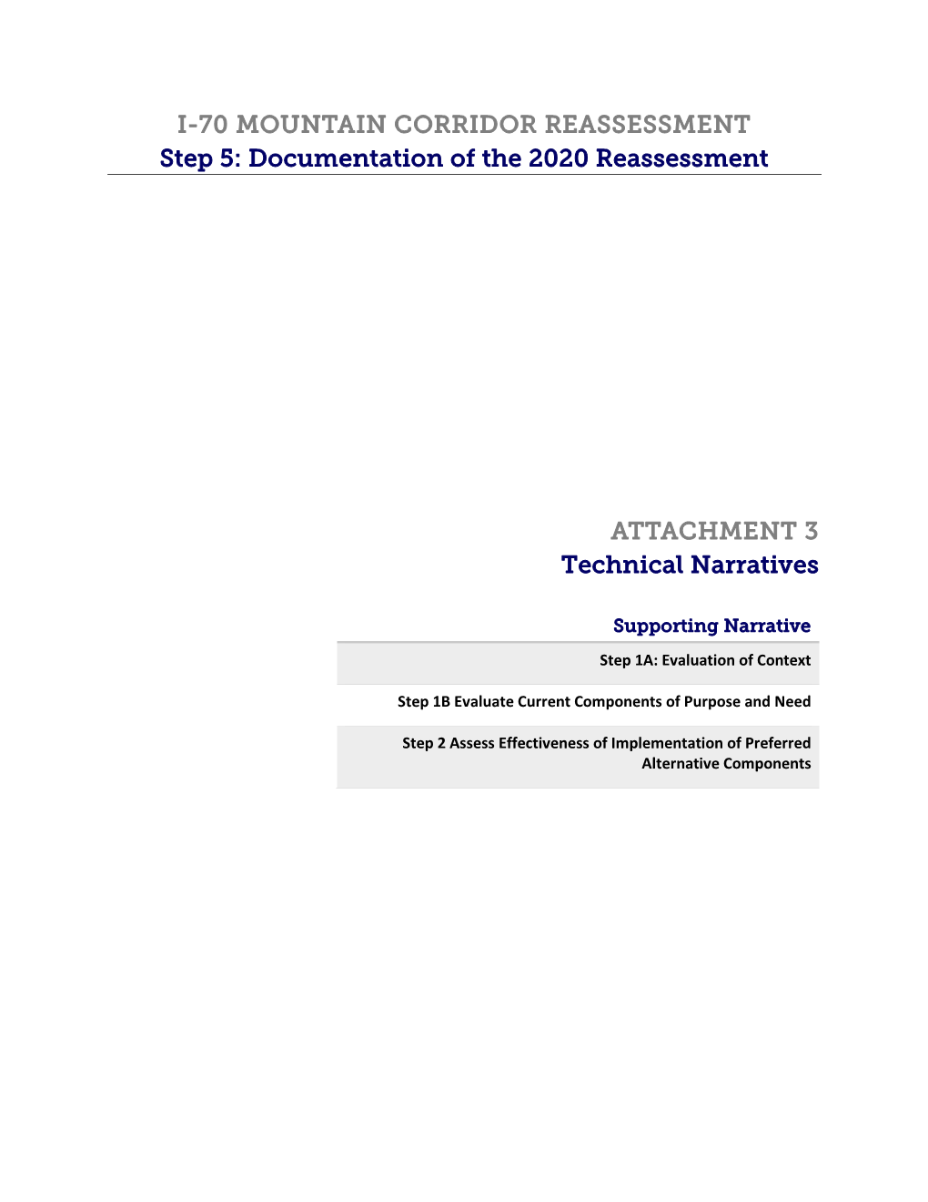 I-70 Mtn Corridor Final 2020 Reassessment Report