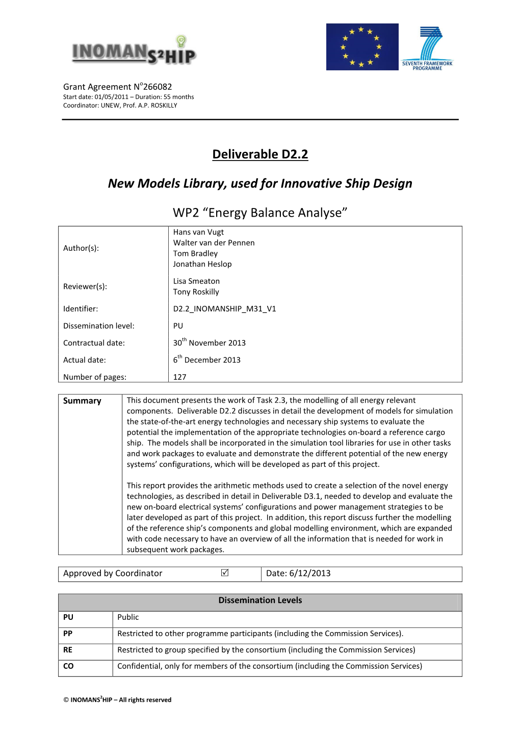 Deliverable D2.2 New Models Library, Used for Innovative Ship