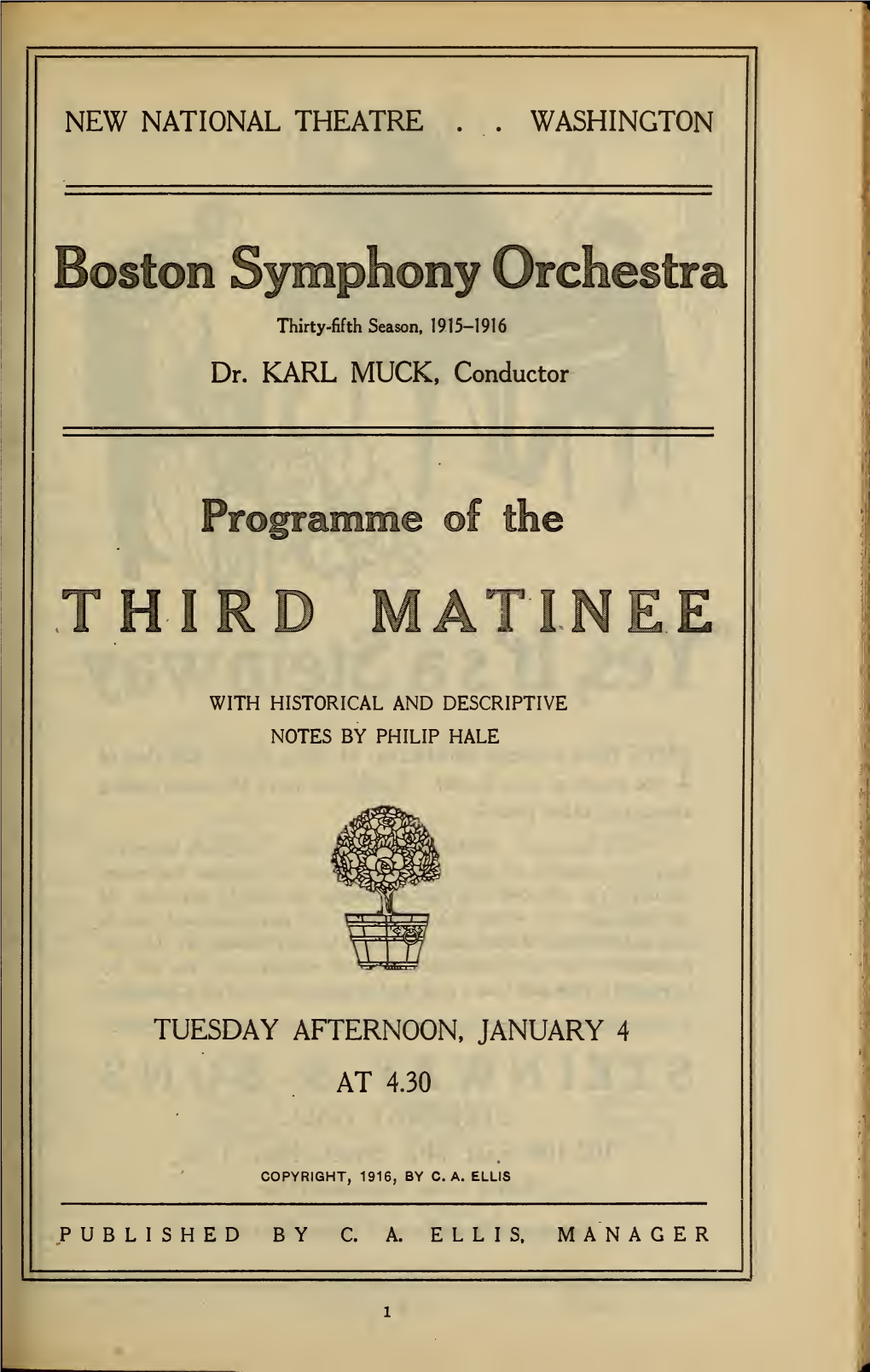 Boston Symphony Orchestra Concert Programs, Season 35,1915