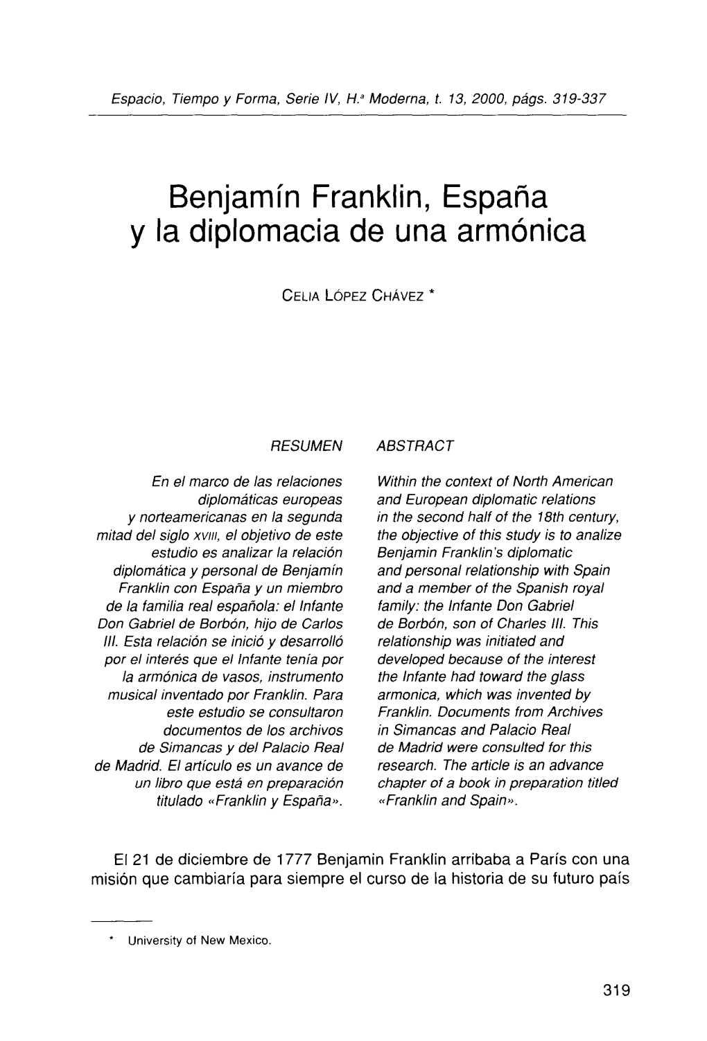 Benjamín Franklin, España Y La Diplomacia De Una Armónica Armónica Y Cecilia Cantó En La Boda De La Archiduquesa Amalia Con El Duque Fernando De Parma 