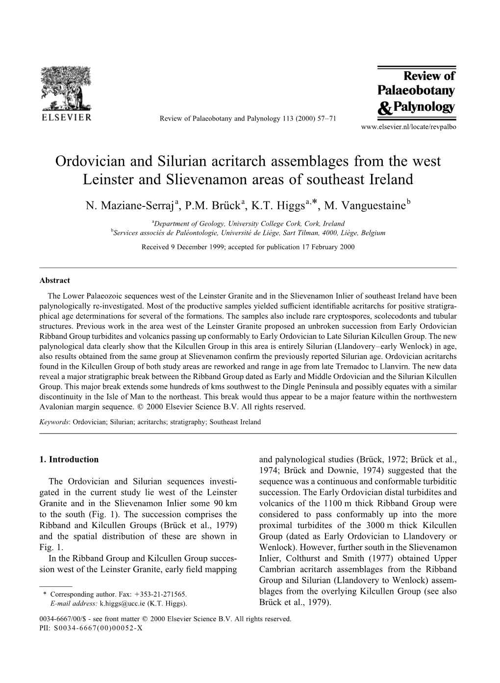 Ordovician and Silurian Acritarch Assemblages from the West Leinster and Slievenamon Areas of Southeast Ireland