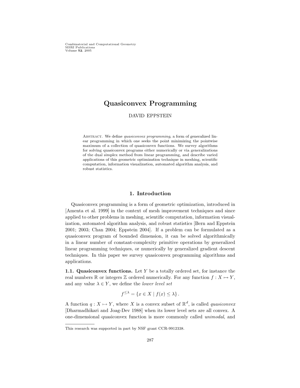 Quasiconvex Programming
