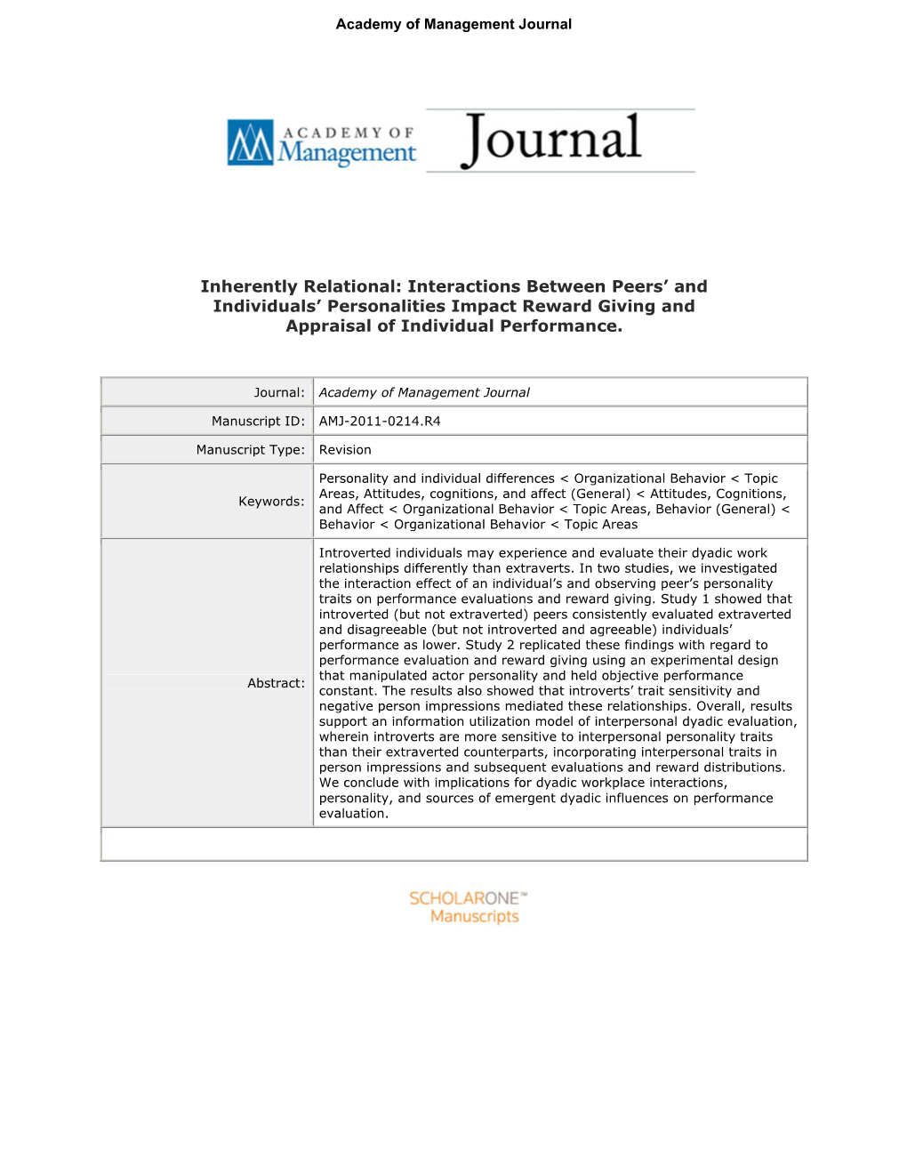 Inherently Relational: Interactions Between Peers' and Individuals