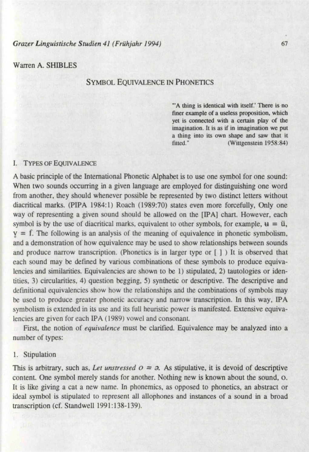 Symbol Equivalence in Phonetics