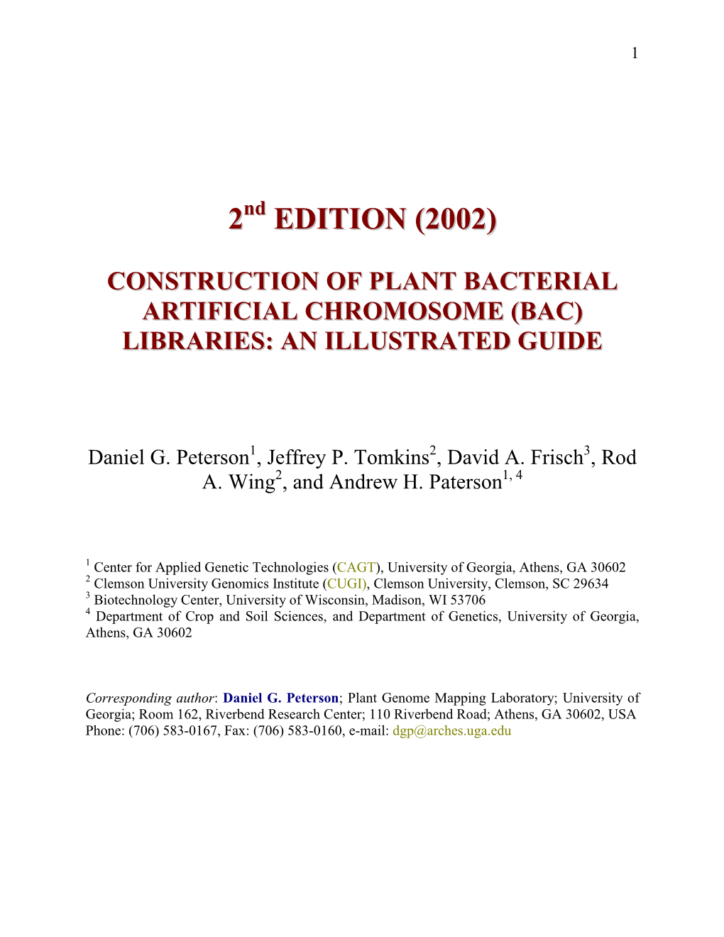 Construction of Plant Bacterial Artificial Chromosome (Bac) Libraries: an Illustrated Guide