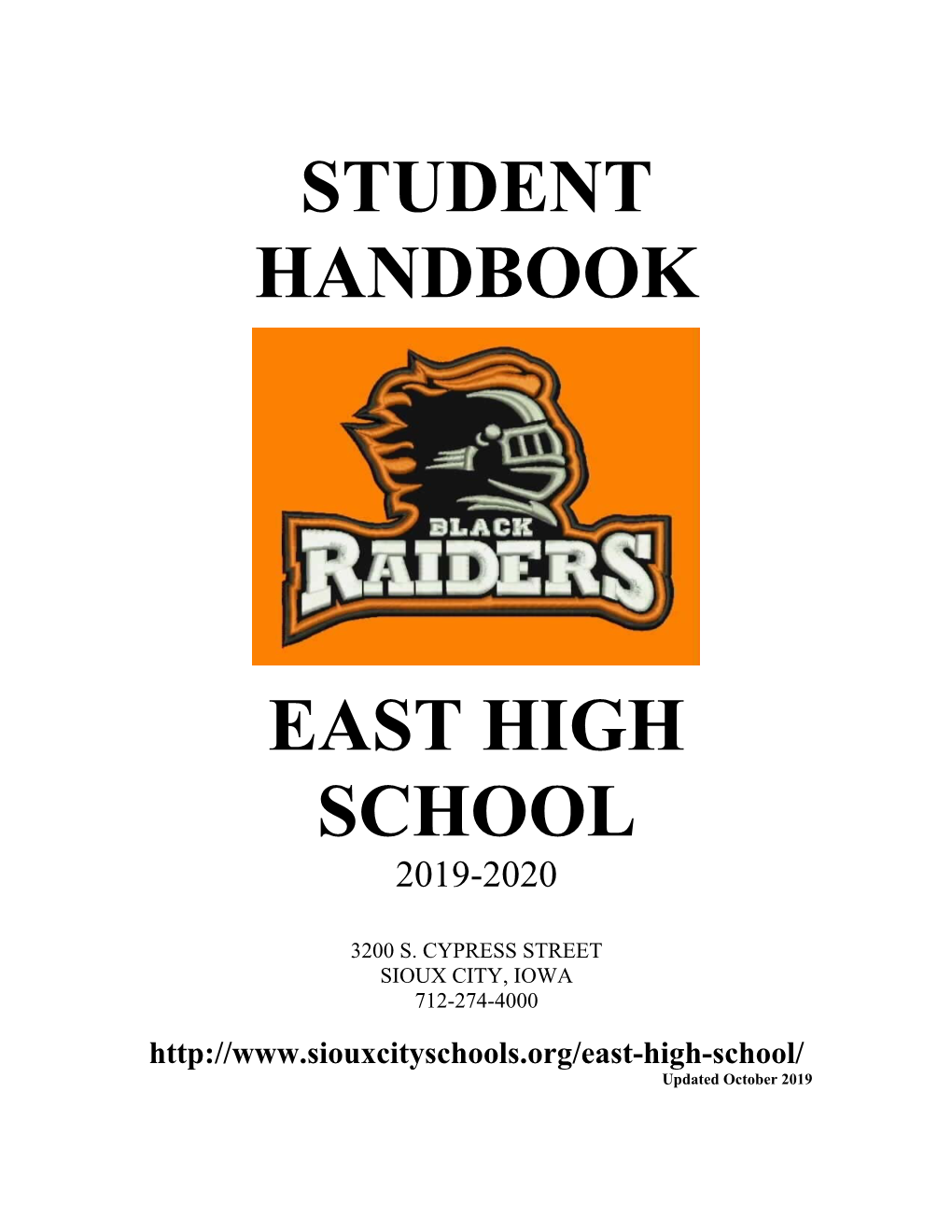 Student Handbook East High School