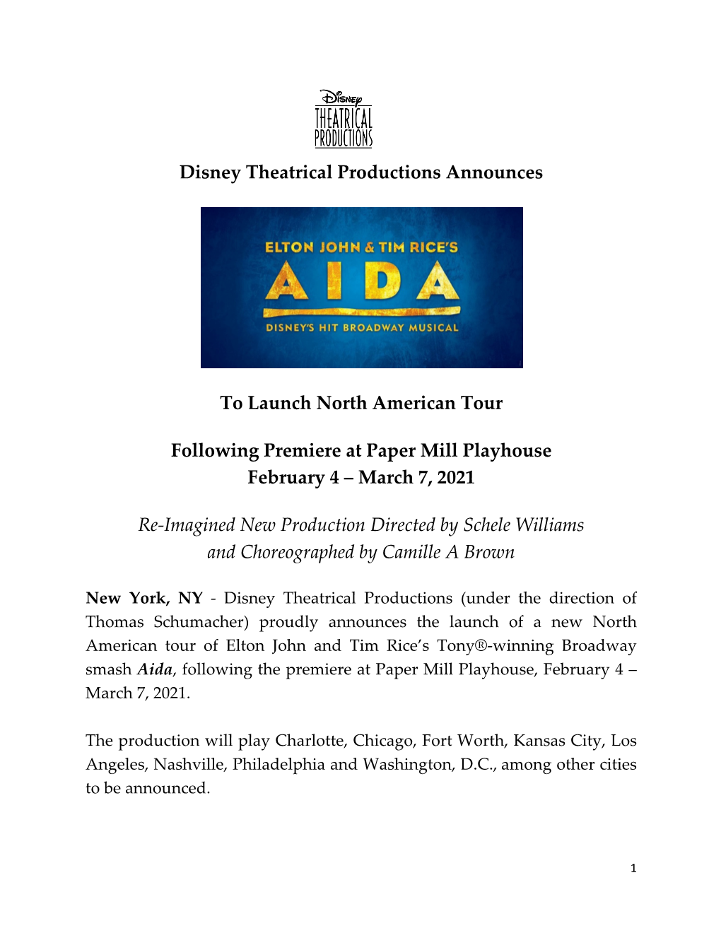 Aida Tour Announcement Release