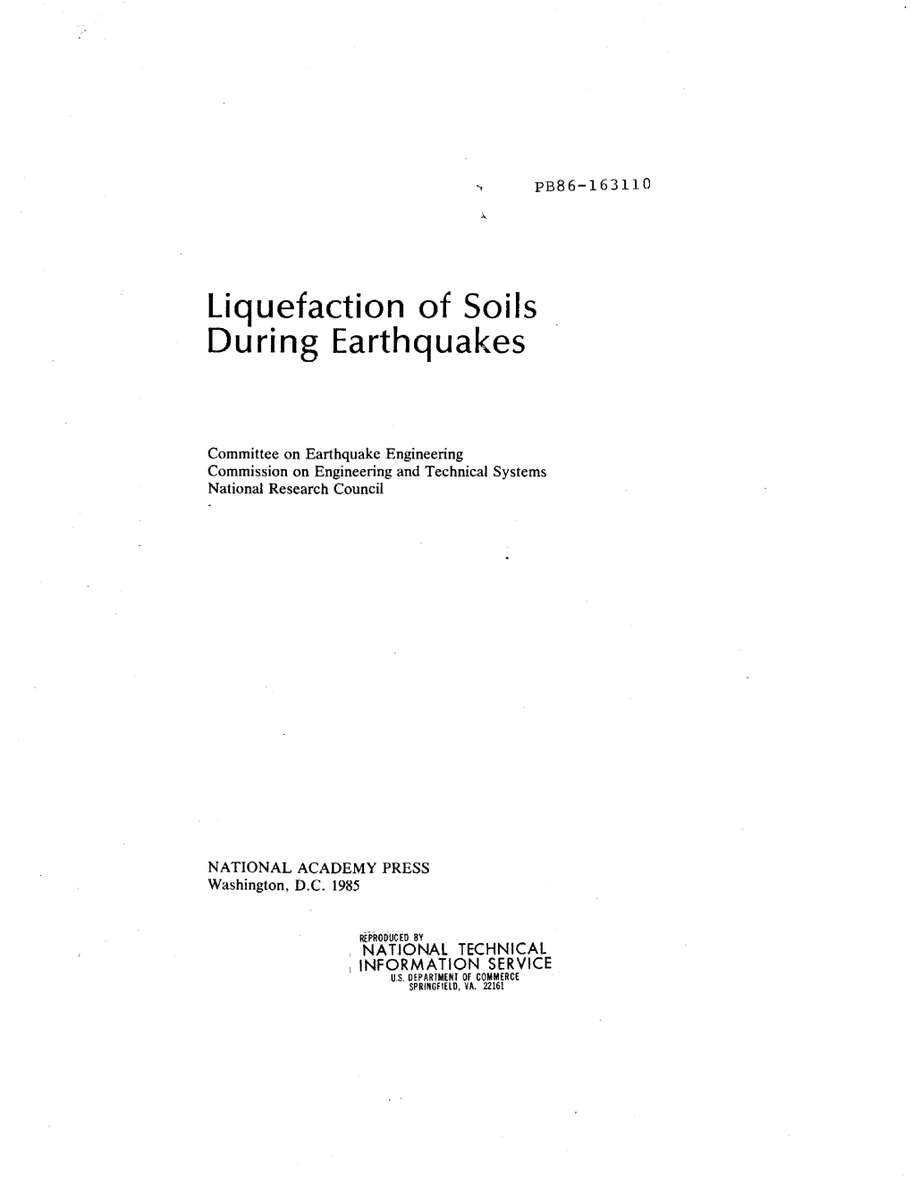 Liquefaction of Soils During Earthquakes