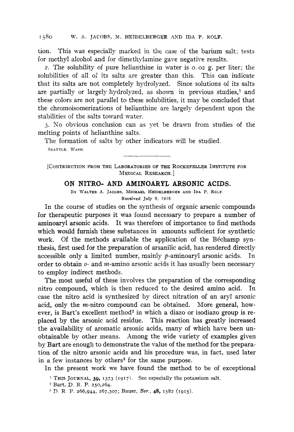 And Aminoaryl Arsonic Acids. by Waltera Jacobs, Michablhridelbergbr and Ida P