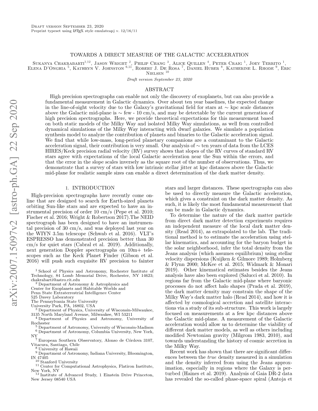 Arxiv:2007.15097V2 [Astro-Ph.GA] 22 Sep 2020