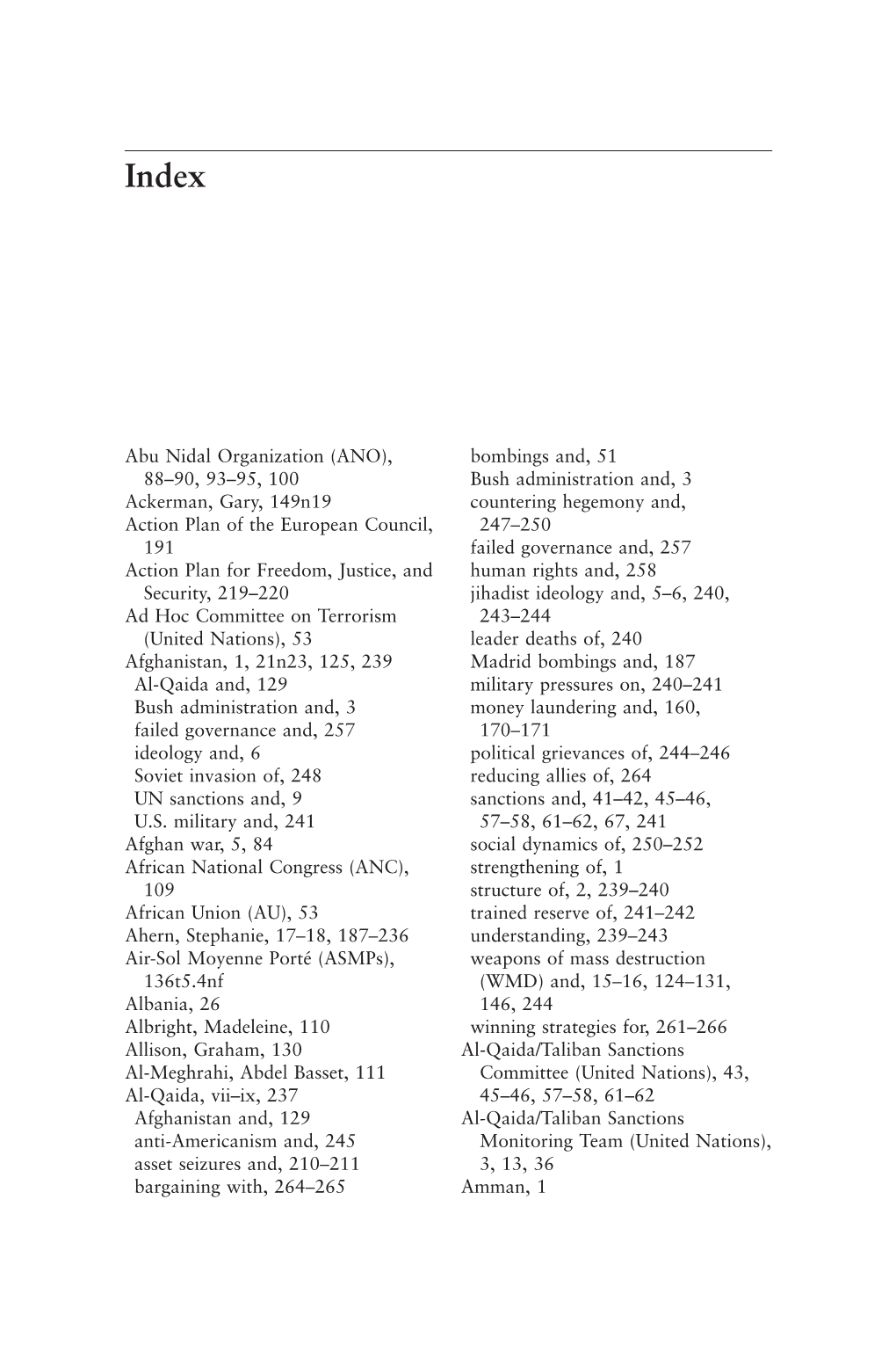 Uniting Against Terror (Index)