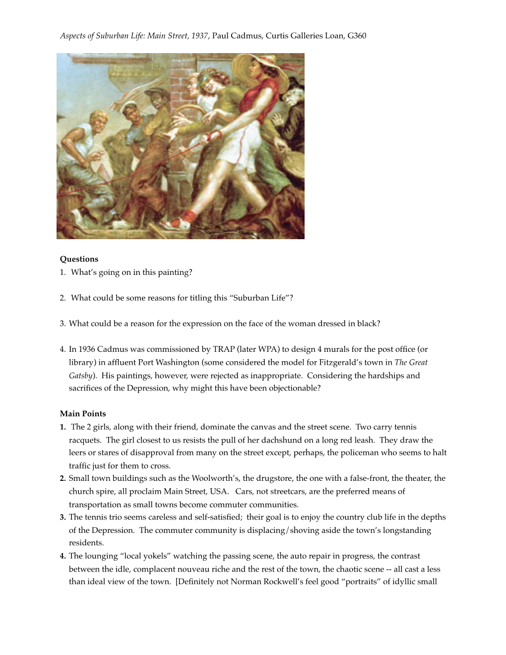 Aspects Of Suburban Life Main Street 1937 Paul Cadmus Loan G360   Aspects Of Suburban Life Main Street 1937 Paul Cadmus Loan G360 Dunlap Sept 