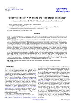 Radial Velocities of K–M Dwarfs and Local Stellar Kinematics?