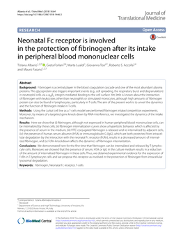 Neonatal Fc Receptor Is Involved in the Protection of Fibrinogen After Its