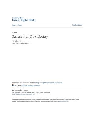 Secrecy in an Open Society Nicholas A