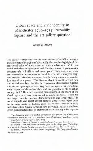 Urban Space and Civic Identity in Manchester 1780-1914: Piccadilly Square and the Art Gallery Question