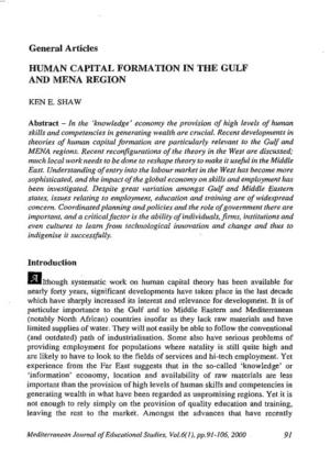 Human Capital Formation in the Gulf and Mena Region