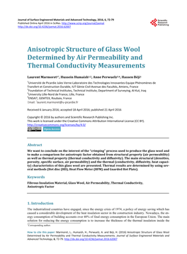 Anisotropic Structure of Glass Wool Determined by Air Permeability and Thermal Conductivity Measurements