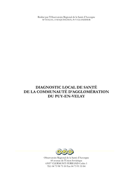 Diagnostic Local De Santé De La Communauté D'agglomération Du Puy-En-Velay
