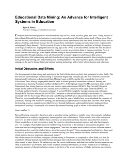 Educational Data Mining: an Advance for Intelligent Systems in Education