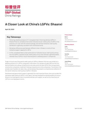 A Closer Look at China's Lgfvs: Shaanxi April 20, 2020