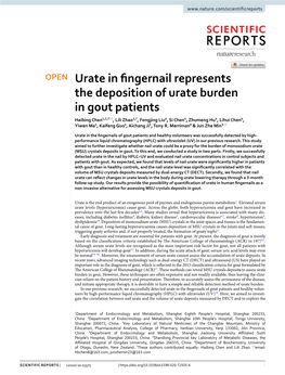 Urate in Fingernail Represents the Deposition of Urate Burden in Gout