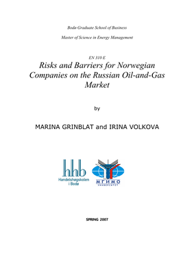 Risks and Barriers for Norwegian Companies on the Russian Oil-And-Gas Market
