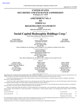 Social Capital Hedosophia Holdings Corp.* (Exact Name of Registrant As Specified in Its Charter)