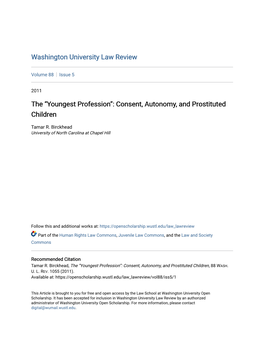 The “Youngest Profession”: Consent, Autonomy, and Prostituted Children