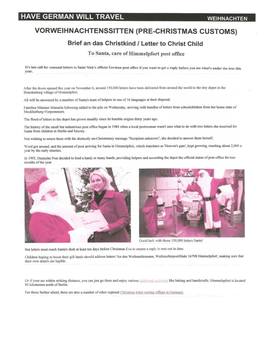PRE-CHRISTMAS CUSTOMS) Brief an Das Christkind / Letter to Christ Child to Santa, Care of Himmelpfort Post Offic~
