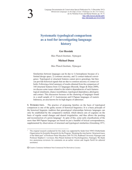 Systematic Typological Comparison As a Tool for Investigating Language History