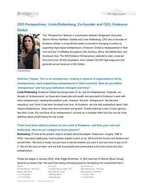CEO Perspectives: Linda Rottenberg, Co-Founder and CEO, Endeavor Global