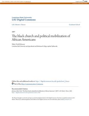 The Black Church and Political Mobilization of African Americans