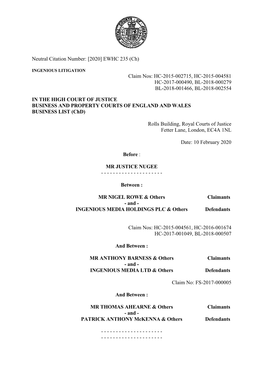 High Court Judgment Template