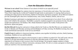Religious School Parents Handbook