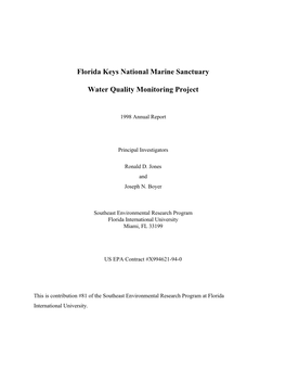 Florida Keys National Marine Sanctuary Water Quality Monitoring