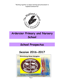 Ardersier Primary and Nursery School School Prospectus Session 2016