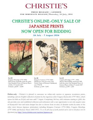 Christie's Online-Only Sale of Japanese Prints Now Open
