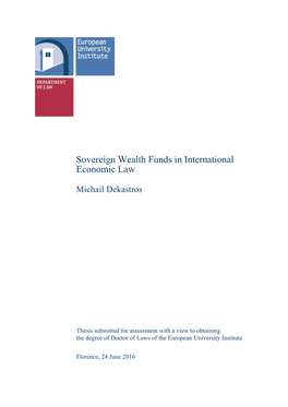 Sovereign Wealth Funds in International Economic Law