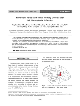 Reversible Verbal and Visual Memory Deficits After Left Retrosplenial Infarction