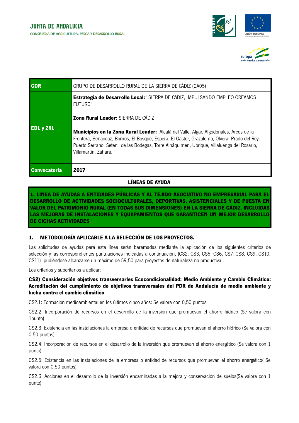 Sierra De Cádiz, Impulsando Empleo Creamos Futuro"