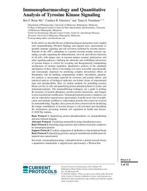 "Immunopharmacology and Quantitative Analysis of Tyrosine Kinase Signaling". In: Current Protocols in Immunology