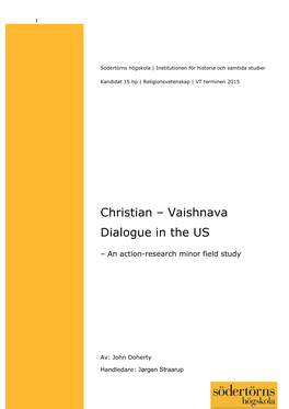 Christian – Vaishnava Dialogue in the US